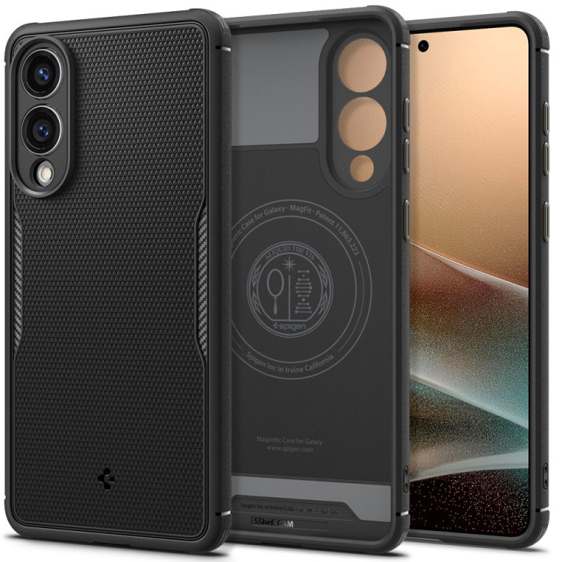„Spigen Core Armor Mag“ dėklas su „MagSafe“ technologija, skirtas „Samsung Galaxy S25 Edge“ – juodas