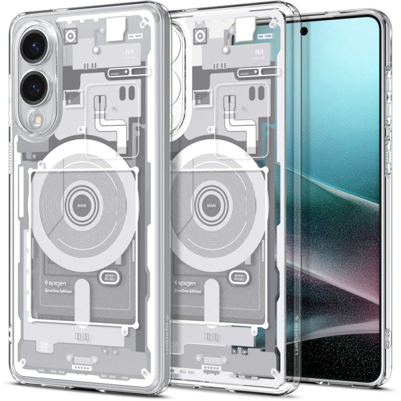 „Spigen Ultra Hybrid Mag“ dėklas su „MagSafe“ technologija, skirtas „Samsung Galaxy S25 Edge“ su paveikslėliu – baltas