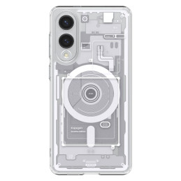 „Spigen Ultra Hybrid Mag“ dėklas su „MagSafe“ technologija, skirtas „Samsung Galaxy S25 Edge“ su paveikslėliu – baltas