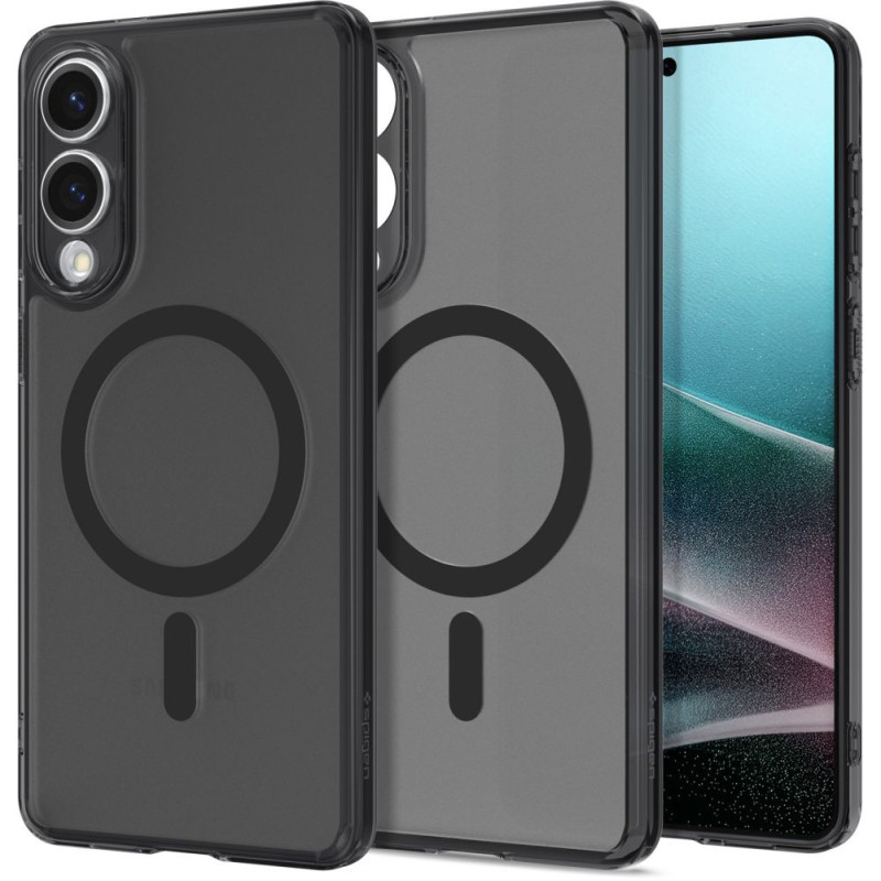 „Spigen Ultra Hybrid Mag“ dėklas su „MagSafe“ technologija, skirtas „Samsung Galaxy S25 Edge“ – juodas, permatomas