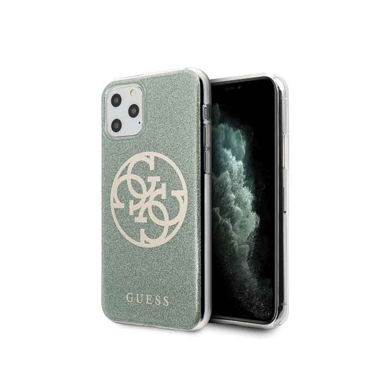 Guess GUHCN58PCUGLKA iPhone 11 Pro chaki spalvos kietas dėklas 4G Circle Blizgučiais