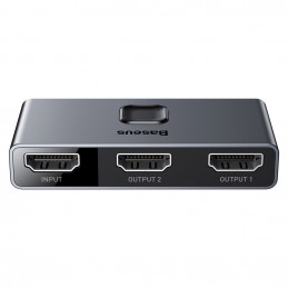 „Baseus“ dvikryptis HDMI skirstytuvas - 2x HDMI 4K / 30 Hz pilkas (CAHUB-BC0G)