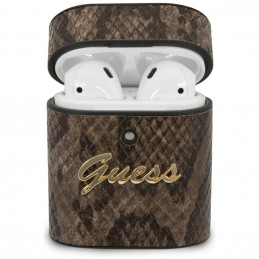 „Guess GUACA2PUSNSMLBR“ „AirPods 1/ 2“ dėklas, rudas/ rudas, „Python Collection“