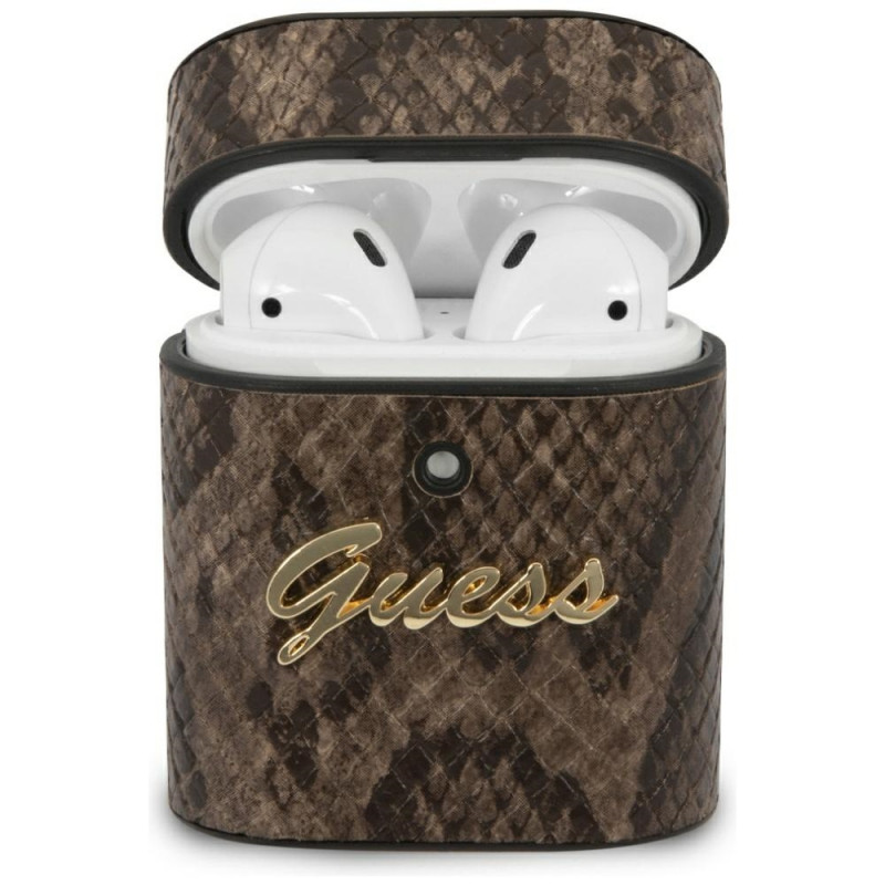 „Guess GUACA2PUSNSMLBR“ „AirPods 1/ 2“ dėklas, rudas/ rudas, „Python Collection“