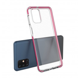 „Spring Case“ gelio dėklas su spalvingu rėmeliu, skirtas „Samsung Galaxy M31s“, šviesiai rožinis