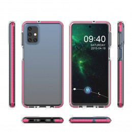 „Spring Case“ gelio dėklas su spalvingu rėmeliu, skirtas „Samsung Galaxy M31s“, šviesiai rožinis
