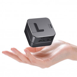 „Hub Joyroom S-H121“ USB-C stovas – USB-A 3.0 / RJ45 / HDMI / USB-C / Thunderbolt, skirtas „MacBook Pro“ – pilkas