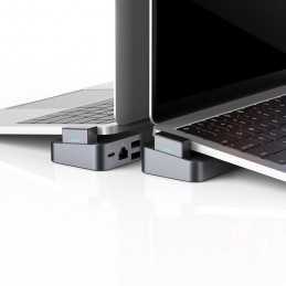 „Hub Joyroom S-H121“ USB-C stovas – USB-A 3.0 / RJ45 / HDMI / USB-C / Thunderbolt, skirtas „MacBook Pro“ – pilkas