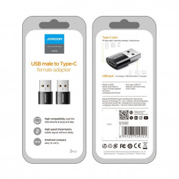 „Joyroom“ USB C tipo (lizdas) į USB (kištukas) adapteris, 2 vnt., juodos spalvos (S-H152, juodas)