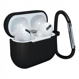 Ausinių dėklas, skirtas „AirPods 3“ ausinėms, minkštas silikoninis dėklas + raktų pakabukas su karabinu, juodas (dėklas ...