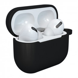 Ausinių dėklas, skirtas „AirPods 3“ ausinėms, minkštas silikoninis dėklas + raktų pakabukas su karabinu, juodas (dėklas ...