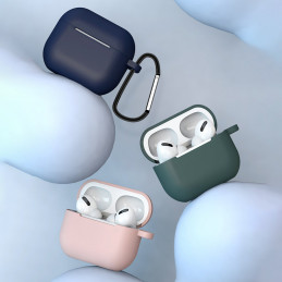 Ausinių dėklas, skirtas „AirPods 3“ ausinėms, minkštas silikoninis dėklas + raktų pakabukas su karabinu, juodas (dėklas ...