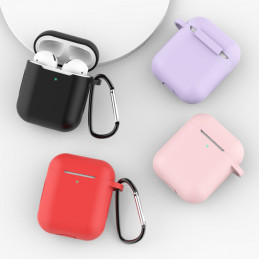 „AirPods Pro“ dėklas, minkštas silikoninis ausinių dėklas + raktų pakabukas, karabinas, pakabukas, juodas (D dėklas)
