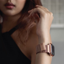 „Uniq Dante“ nerūdijančio plieno dirželis, skirtas „Apple Watch 1/ 2/ 3/ 4/ 5/ 6/ 7/ 8/ SE/ SE2 38/ 40/ 41 mm“ – rožinio...