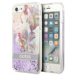 „Guess“ skystų blizgučių dėklas su gėlėmis, skirtas „iPhone SE 2022 / SE 2020 / 7 / 8“ – violetinis