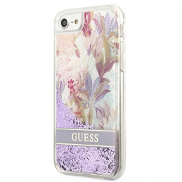 „Guess“ skystų blizgučių dėklas su gėlėmis, skirtas „iPhone SE 2022 / SE 2020 / 7 / 8“ – violetinis