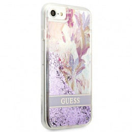 „Guess“ skystų blizgučių dėklas su gėlėmis, skirtas „iPhone SE 2022 / SE 2020 / 7 / 8“ – violetinis