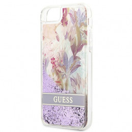 „Guess“ skystų blizgučių dėklas su gėlėmis, skirtas „iPhone SE 2022 / SE 2020 / 7 / 8“ – violetinis