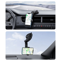 Ugreen prispaudžiamas automobilio telefono laikiklis kabinos stiklui juodas (LP370)
