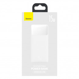 „Baseus Bipow“ nešiojama baterija su greito įkrovimo funkcija 20000mAh 15W, balta (užsienio leidimas) + USB-A - Micro US...