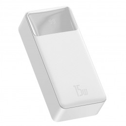 „Baseus Bipow“ nešiojama baterija su ekranu, 30000mAh, 15W, balta (užsienio leidimas) + USB-A - Micro USB laidas, 0,25 m...