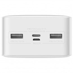 „Baseus Bipow“ nešiojama baterija su ekranu, 30000mAh, 15W, balta (užsienio leidimas) + USB-A - Micro USB laidas, 0,25 m...
