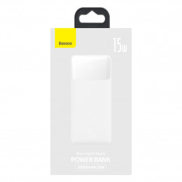 „Baseus Bipow“ nešiojama baterija su ekranu, 30000mAh, 15W, balta (užsienio leidimas) + USB-A - Micro USB laidas, 0,25 m...