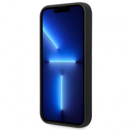 „Guess“ silikoninis „Vintage“ auksinis „iPhone 14 Pro Max“ dėklas su logotipu – juodas
