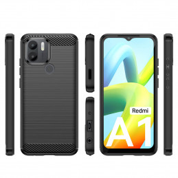 „Xiaomi Redmi A1+“ anglies pluošto dėklas, lankstus silikoninis, juodas