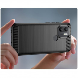 „Xiaomi Redmi A1+“ anglies pluošto dėklas, lankstus silikoninis, juodas