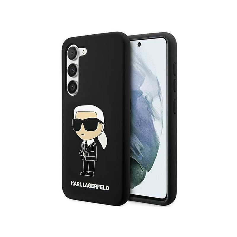 Karl Lagerfeld silikoninis „Ikonik“ dėklas, skirtas „Samsung Galaxy S23+“ – juodas