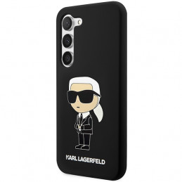 Karl Lagerfeld silikoninis „Ikonik“ dėklas, skirtas „Samsung Galaxy S23+“ – juodas