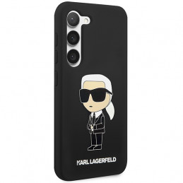Karl Lagerfeld silikoninis „Ikonik“ dėklas, skirtas „Samsung Galaxy S23+“ – juodas