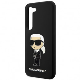 Karl Lagerfeld silikoninis „Ikonik“ dėklas, skirtas „Samsung Galaxy S23+“ – juodas