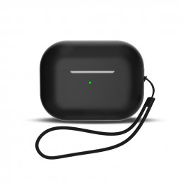 Silikoninis dėklas, skirtas „AirPods 3“ ausinėms + riešo dirželis – juodas