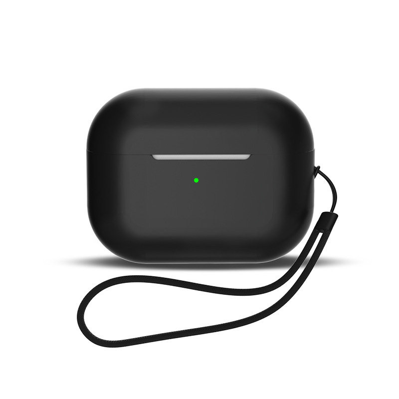Silikoninis dėklas, skirtas „AirPods 1“ / „AirPods 2“ + riešo dirželis – juodas