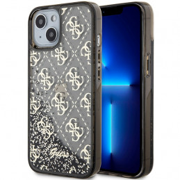 „Guess Liquid Glitter 4G“ permatomas dėklas, skirtas „iPhone 14“ – juodas