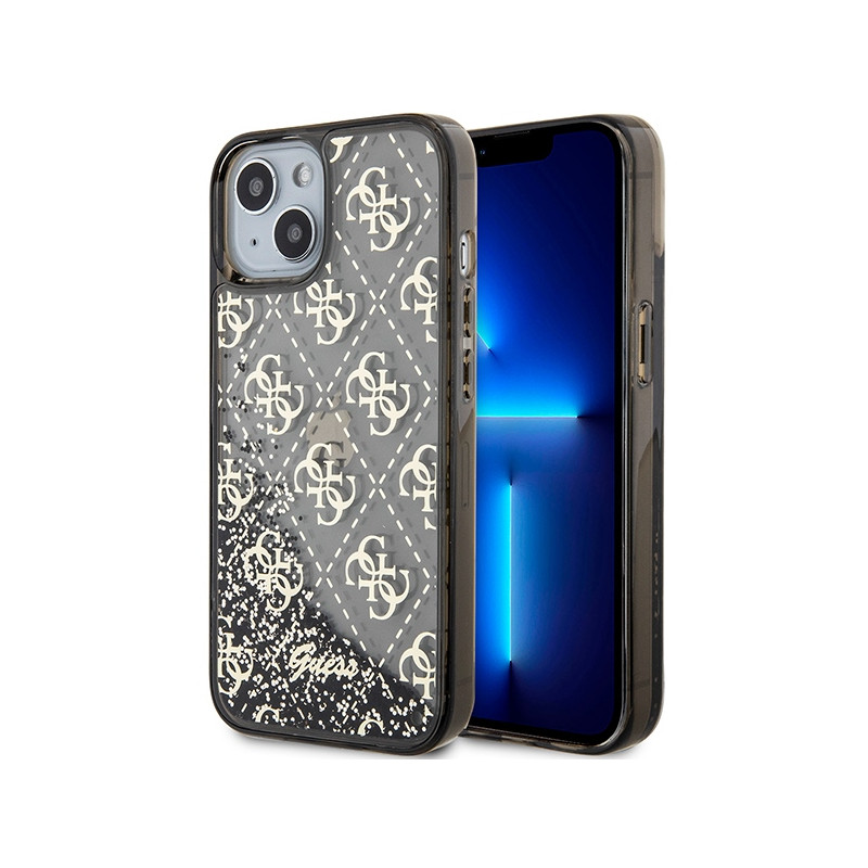 „Guess Liquid Glitter 4G“ permatomas dėklas, skirtas „iPhone 14“ – juodas