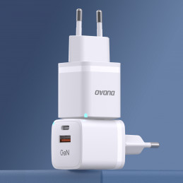 „Dudao A13Pro GaN 33W PPS USB C/ USB sieninis įkroviklis – baltas