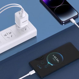 „Dudao A13Pro GaN 33W PPS USB C/ USB sieninis įkroviklis – baltas