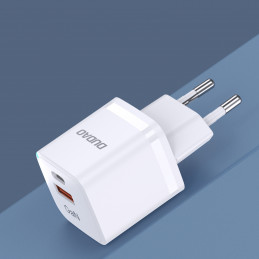 „Dudao A13Pro GaN 33W PPS USB C/ USB sieninis įkroviklis – baltas