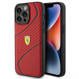 „Ferrari Twist“ metalinis logotipo dėklas, skirtas „iPhone 15 Pro Max“ – raudonas