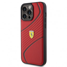 „Ferrari Twist“ metalinis logotipo dėklas, skirtas „iPhone 15 Pro Max“ – raudonas