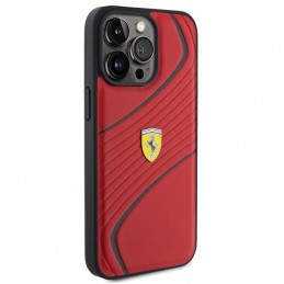 „Ferrari Twist“ metalinis logotipo dėklas, skirtas „iPhone 15 Pro Max“ – raudonas