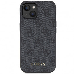 „Guess 4G“ metalinis auksinis „iPhone 15“ dėklas su logotipu – pilkas