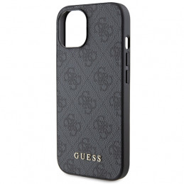 „Guess 4G“ metalinis auksinis „iPhone 15“ dėklas su logotipu – pilkas