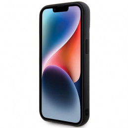 „Guess“ dygsniuotas metalinis iPhone 15 dėklas – juodas