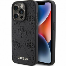 „Guess“ odinis 4G įspaustas dėklas iPhone 15 Pro Max - juodas