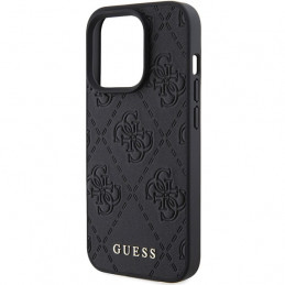 „Guess“ odinis 4G įspaustas dėklas iPhone 15 Pro Max - juodas