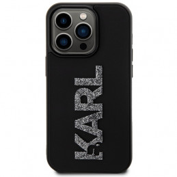 „Karl Lagerfeld“ 3D guminis blizgučių logotipo dėklas, skirtas „iPhone 15 Pro“ – juodas